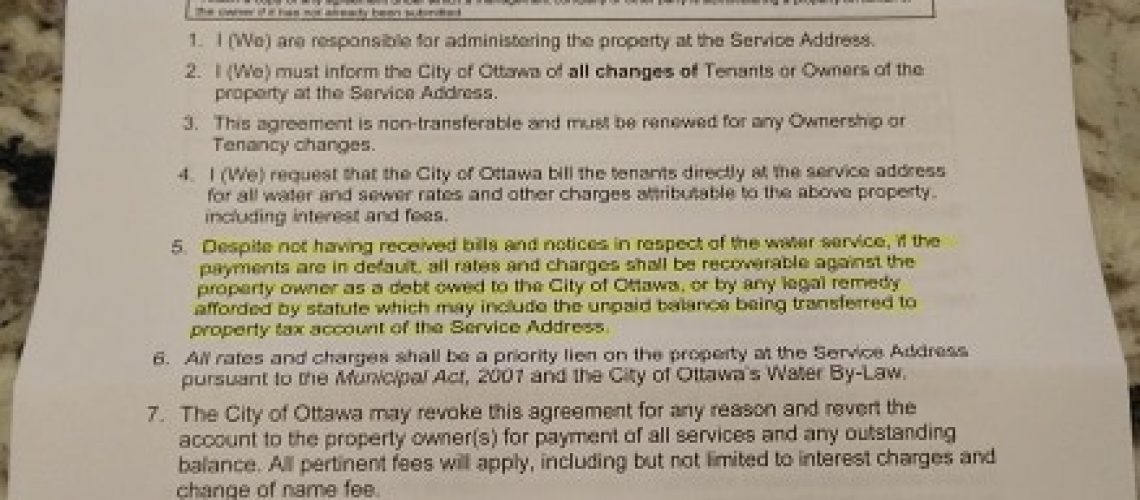 Ottawa Water and Sewer Agreement